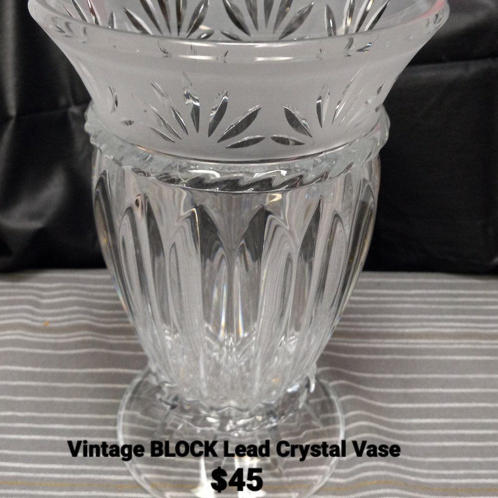 VINTAGE BLOCK LEAD CRYSTAL VASE